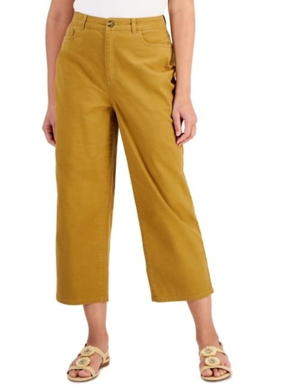 Style & Co Women's Wide-Leg Crop Pants in Barley Brown Size 16
